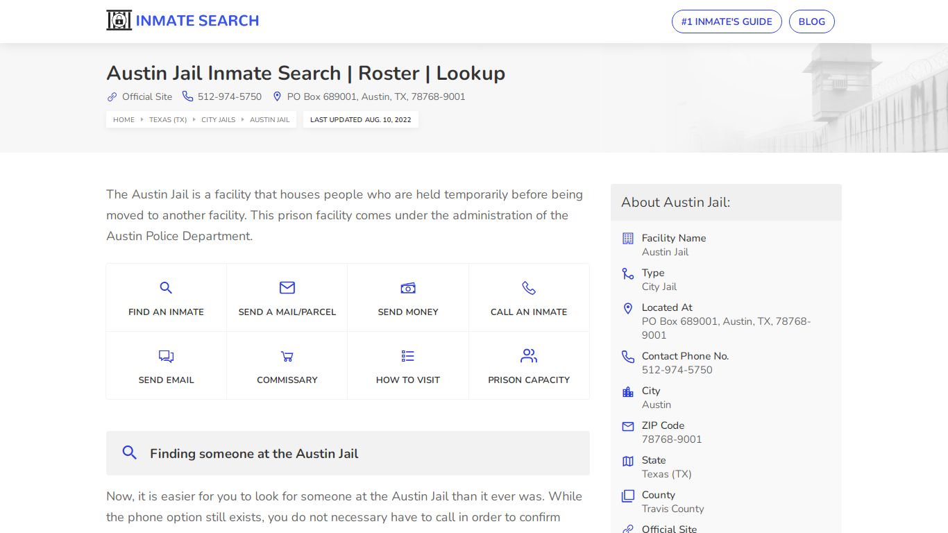 Austin Jail Inmate Search | Roster | Lookup